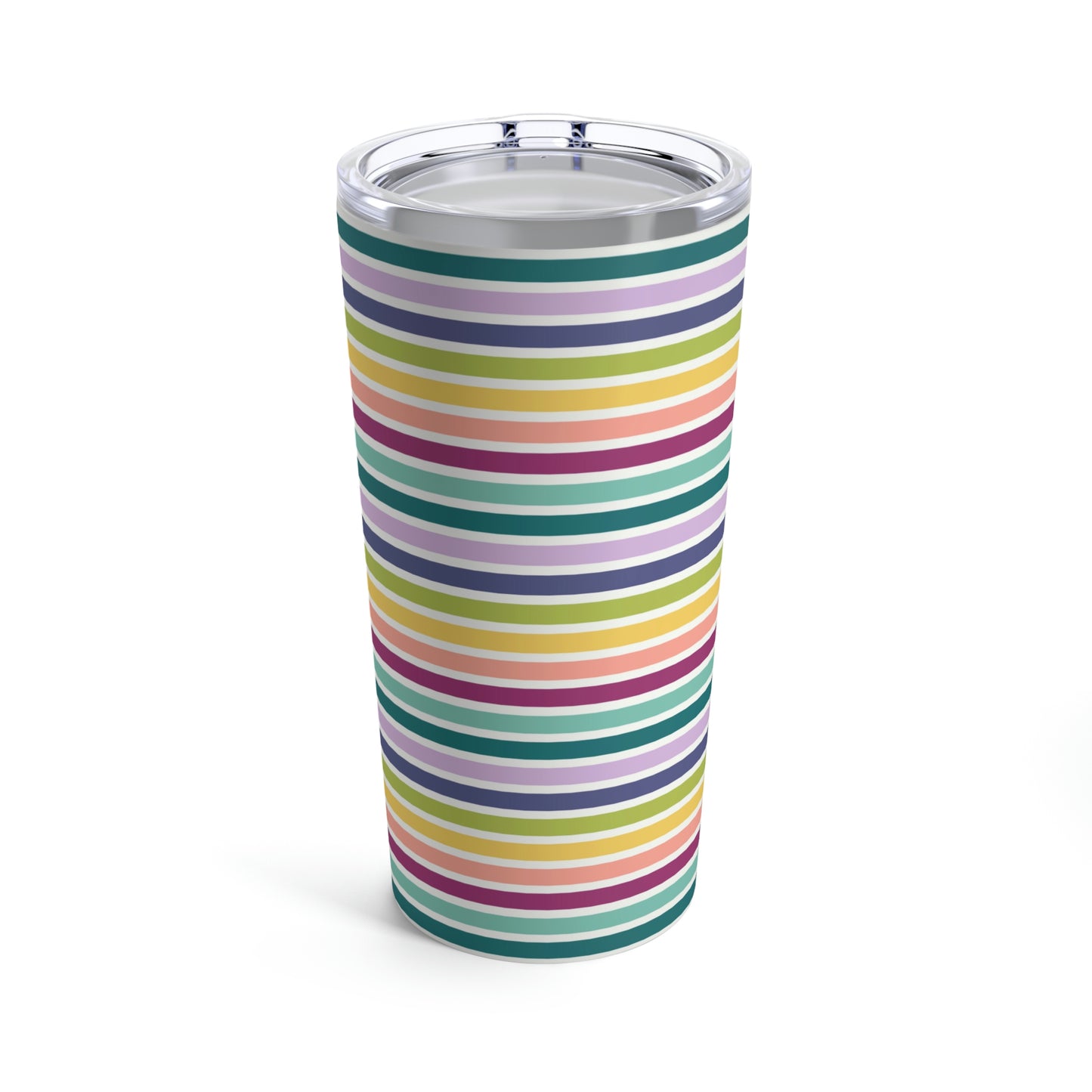 Muted Rainbow Stripe Tumbler 20oz