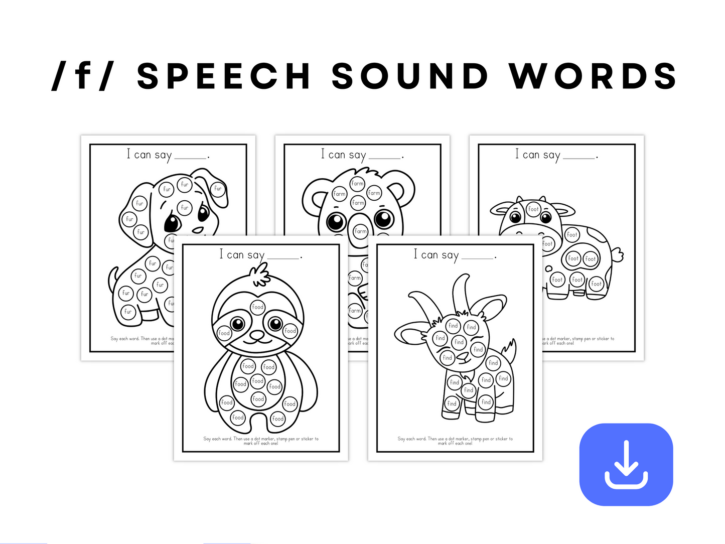 Dot Marker Speech Sound Practice Coloring Pages | /f/ Sound Words