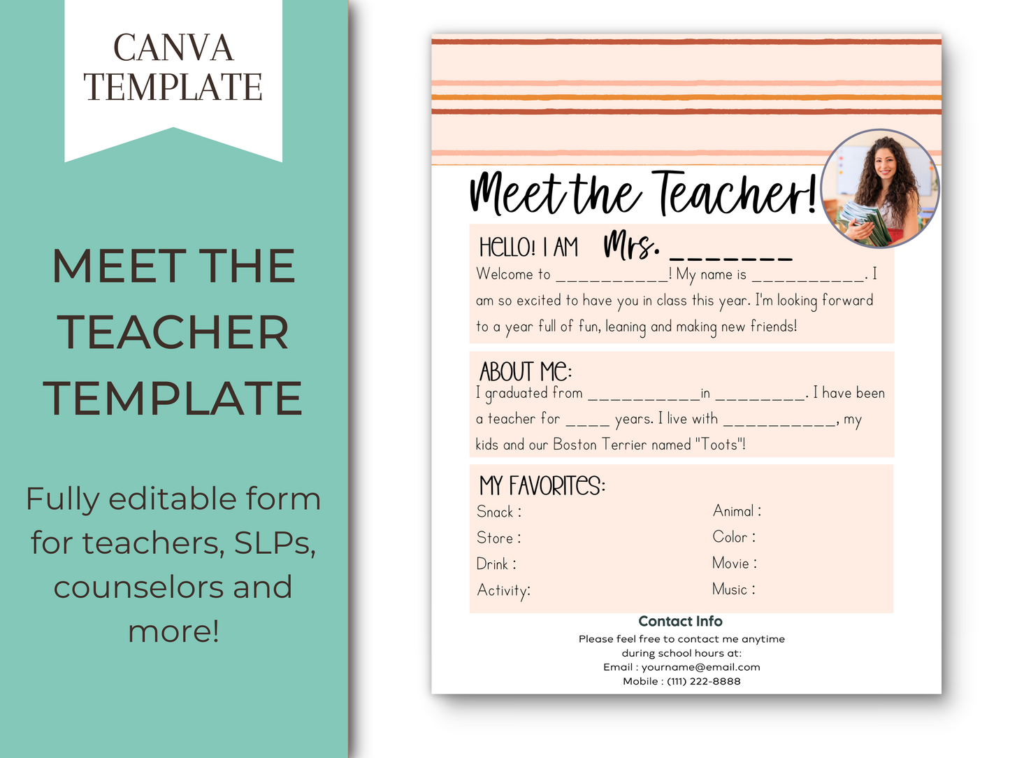 Meet the Teacher Letter Template - Stripe