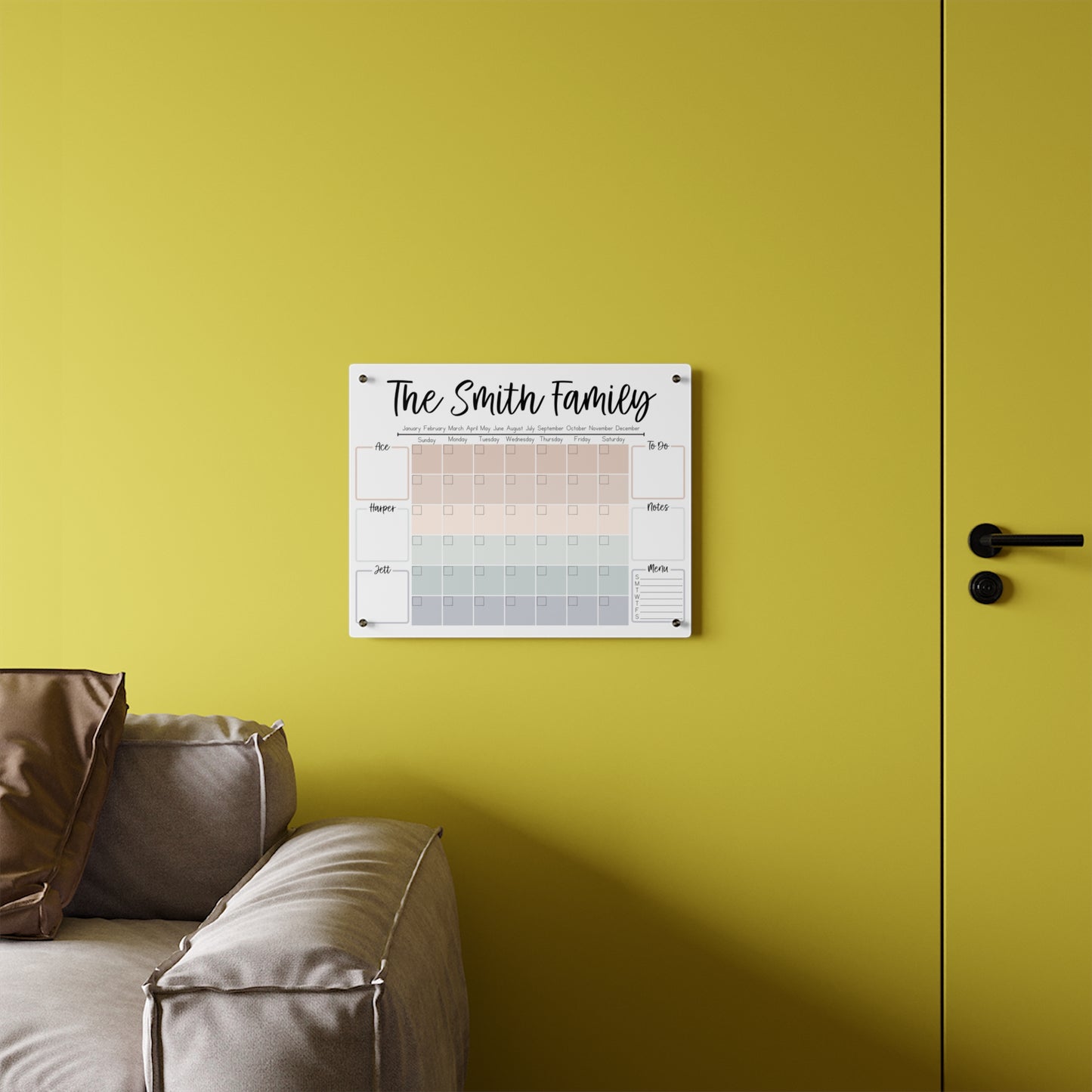 Muted Gradient Custom Acrylic Wall Calendar (20 x 16)