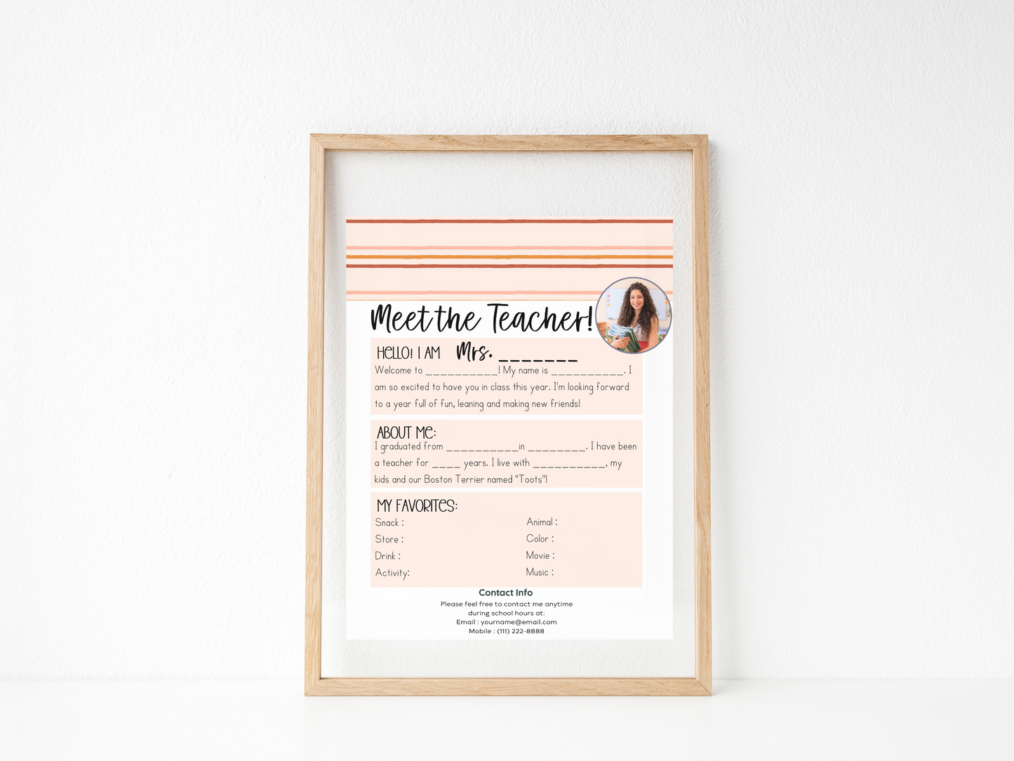 Meet the Teacher Letter Template - Stripe