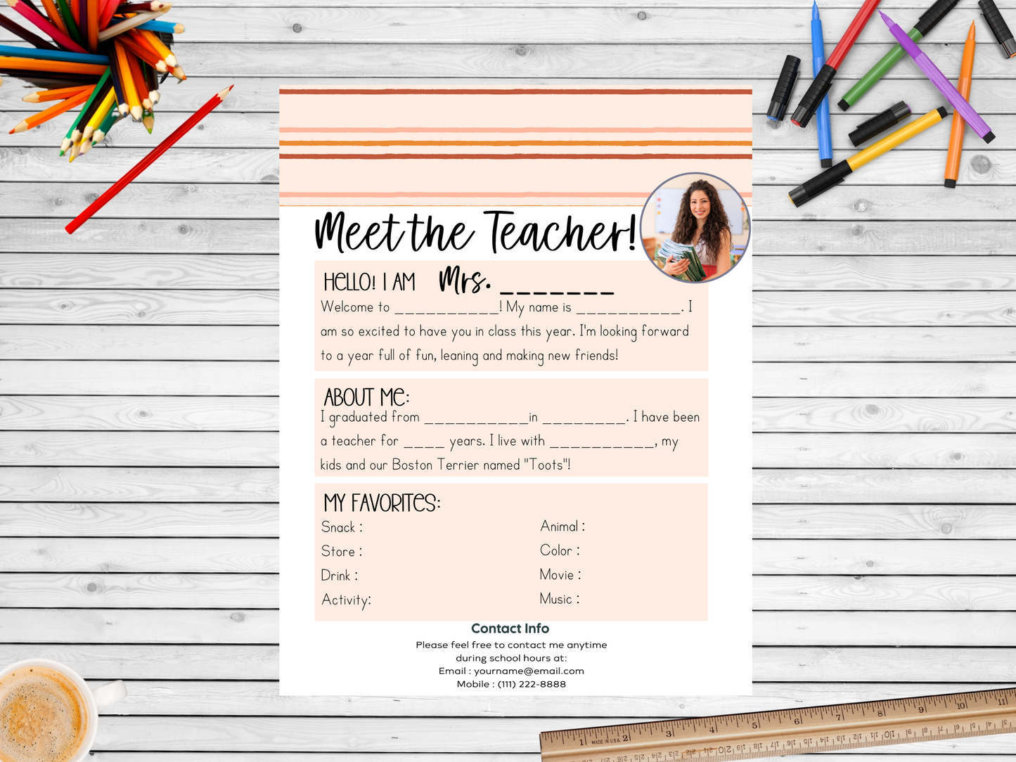 Meet the Teacher Letter Template - Stripe