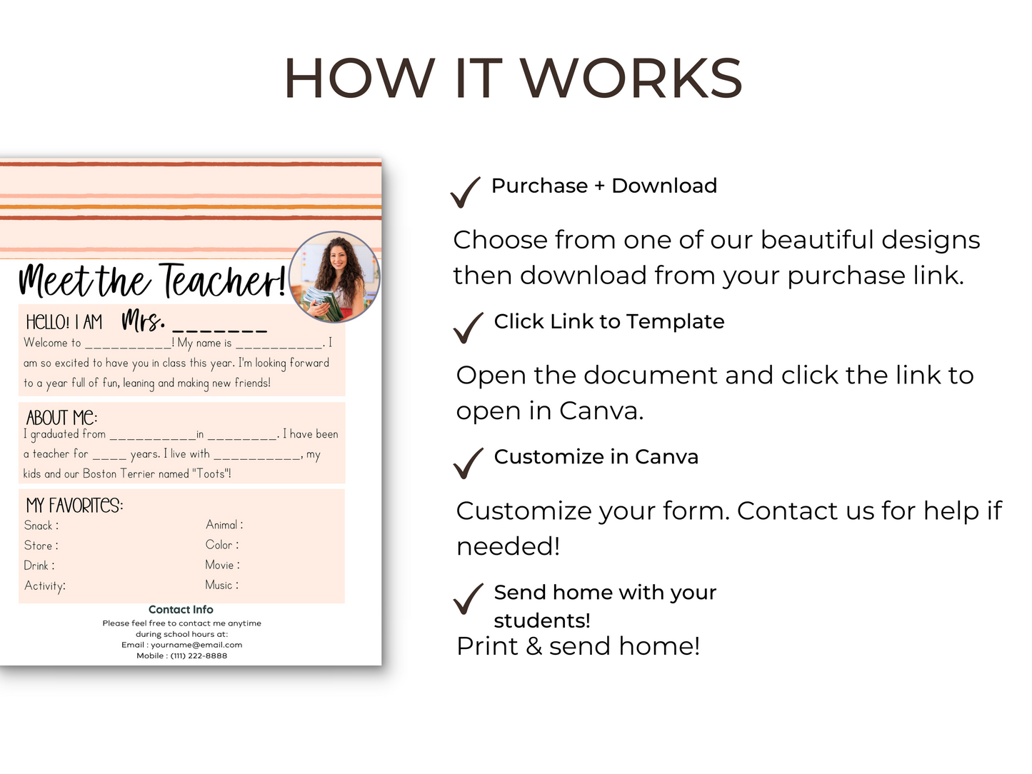 Meet the Teacher Letter Template - Stripe