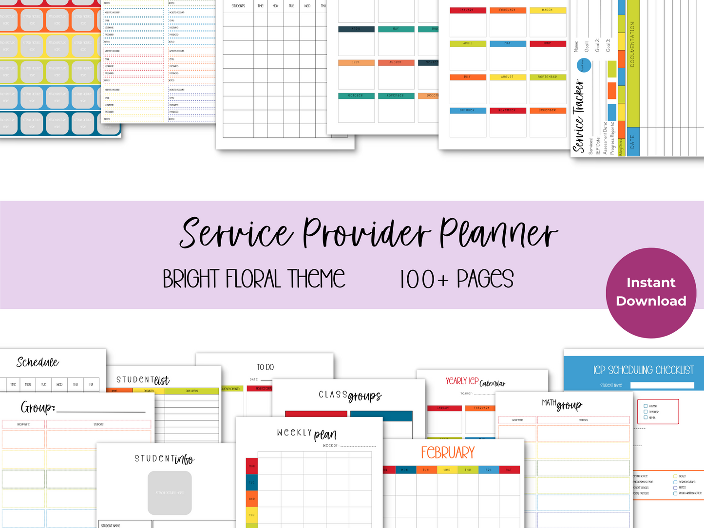 SLP/ Service Provider Printable Planner - Bright Floral Theme