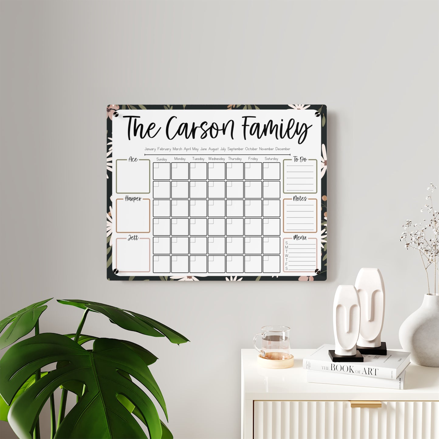 Floral Custom Acrylic Wall Calendar (20 x 16)