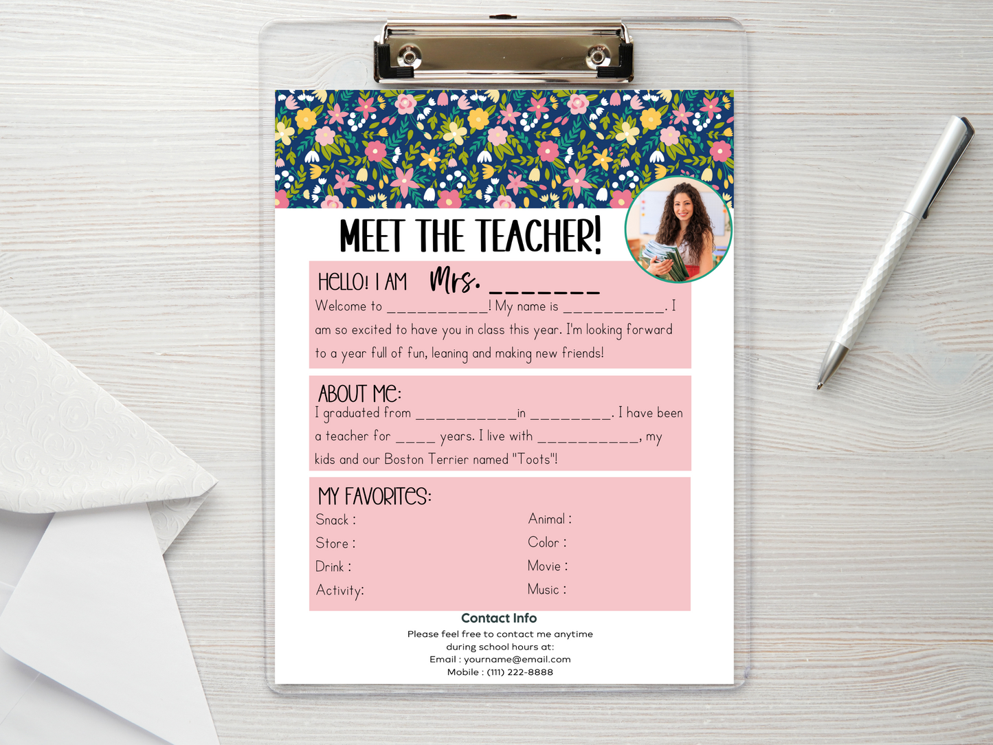 Meet the Teacher Letter Template - Floral