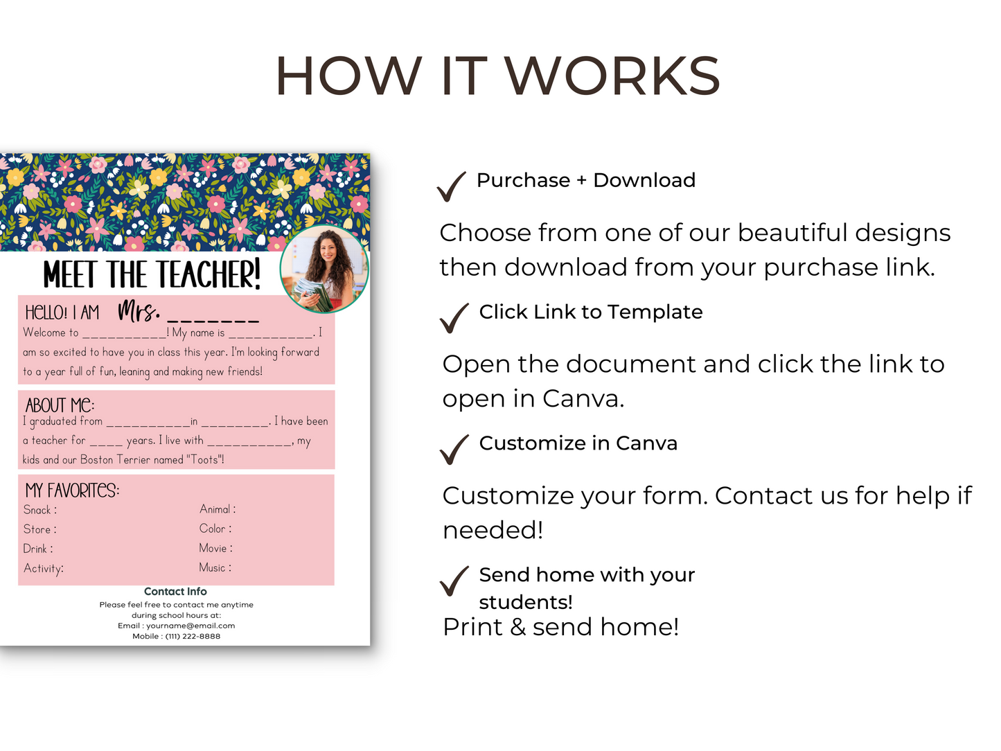 Meet the Teacher Letter Template - Floral