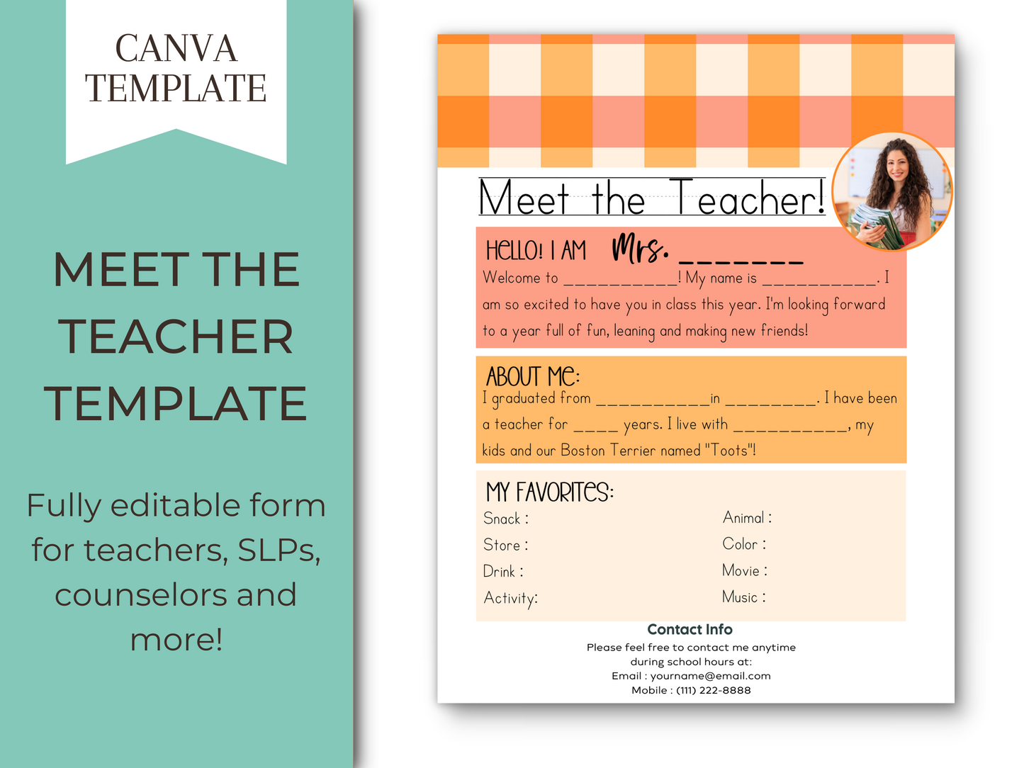 Meet the Teacher Letter Template - Gingham