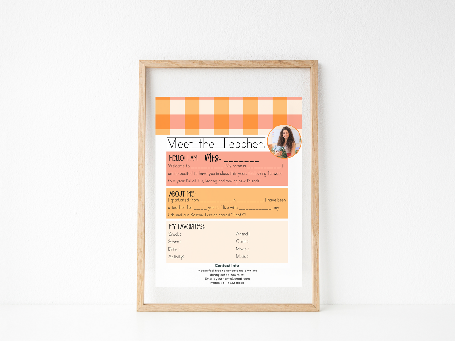 Meet the Teacher Letter Template - Gingham