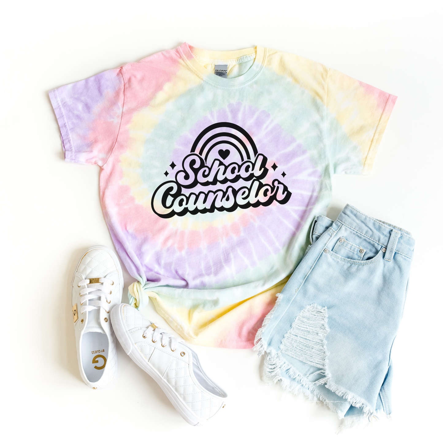 Tie Dye School Counselor Rainbow Tee