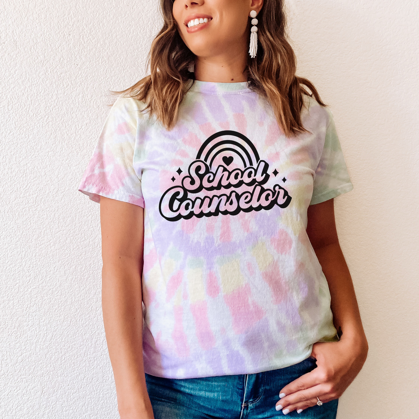 Tie Dye School Counselor Rainbow Tee