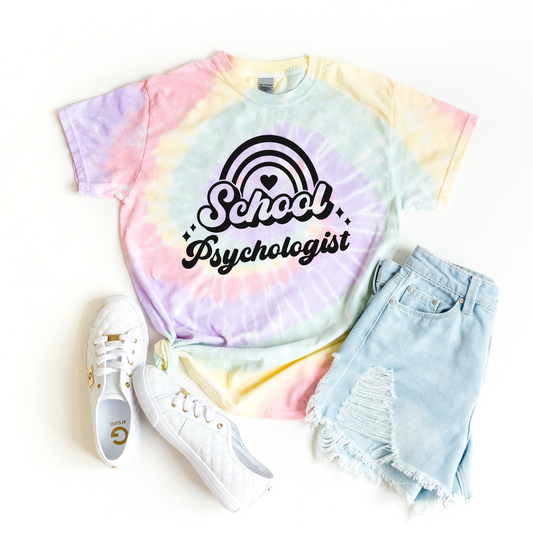 Tie Dye School Psychologist Rainbow Tee