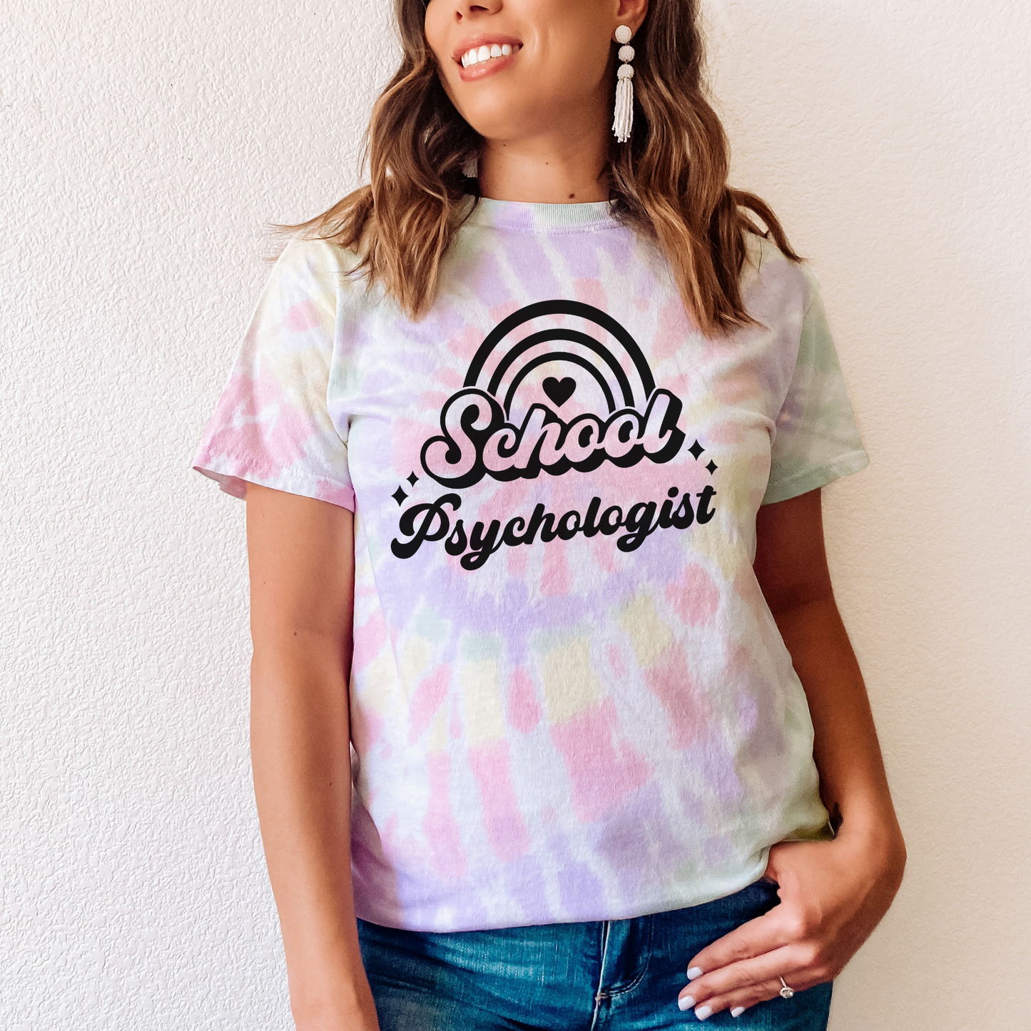 Tie Dye School Psychologist Rainbow Tee