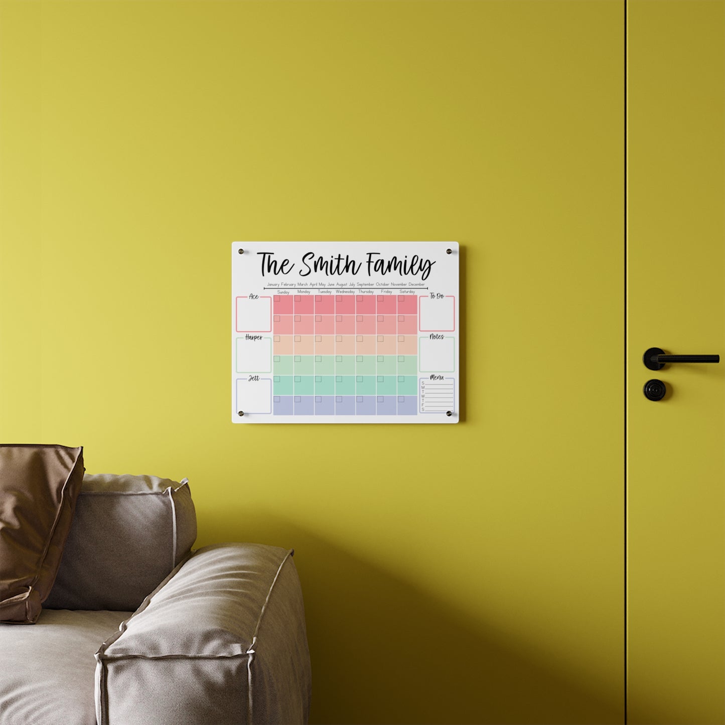 Pastel Rainbow Custom Acrylic Wall Calendar (20 x 16)