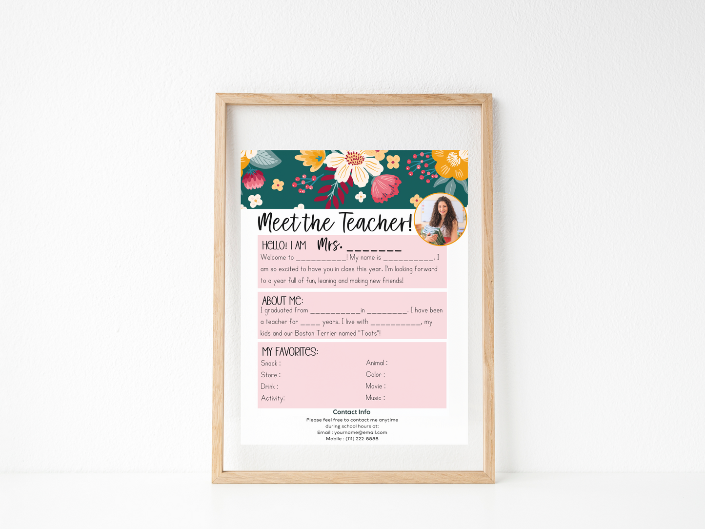 Meet the Teacher Letter Template - Floral