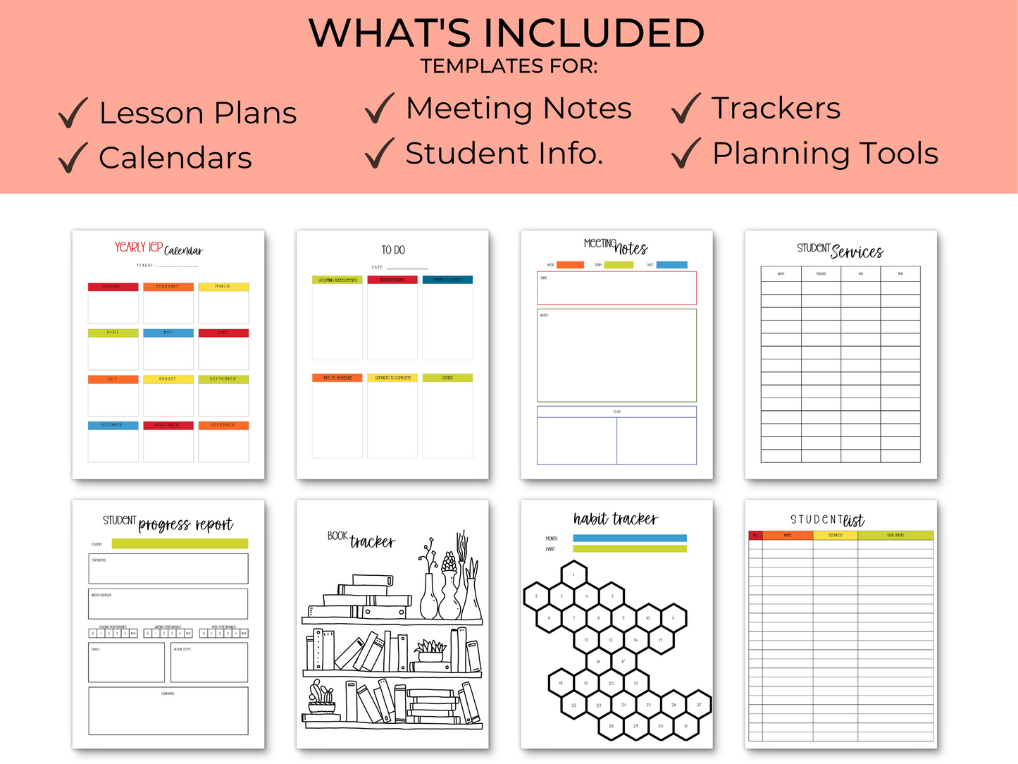 SpEd Teacher Printable Planner - Bright Floral Theme