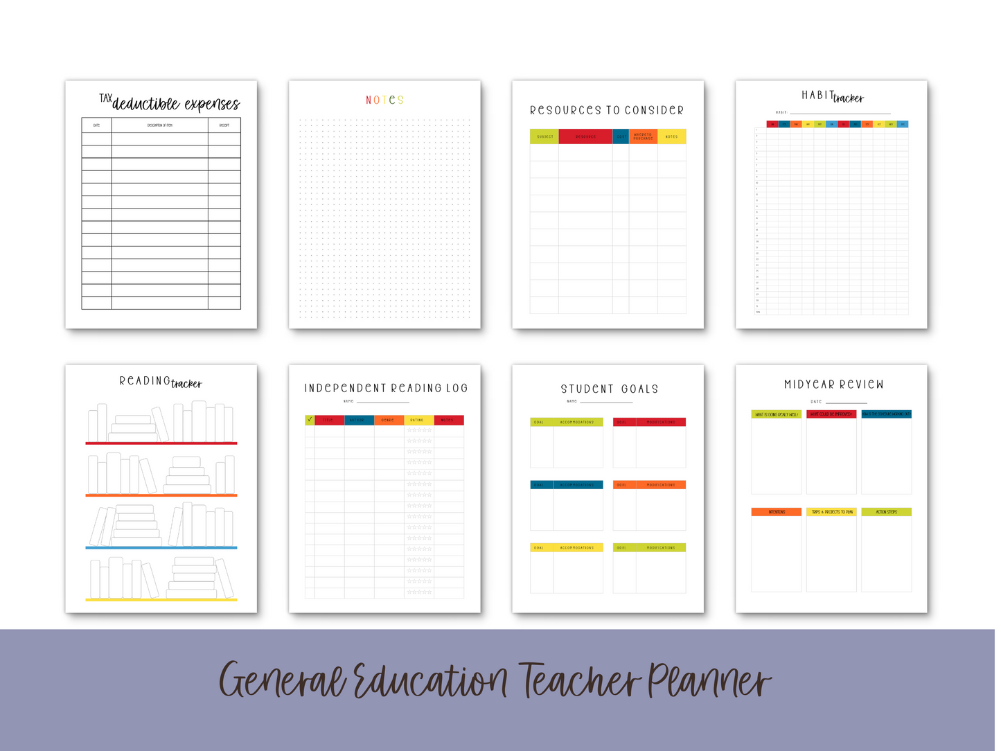 Gen Ed Teacher Printable Planner - Bright Floral Theme