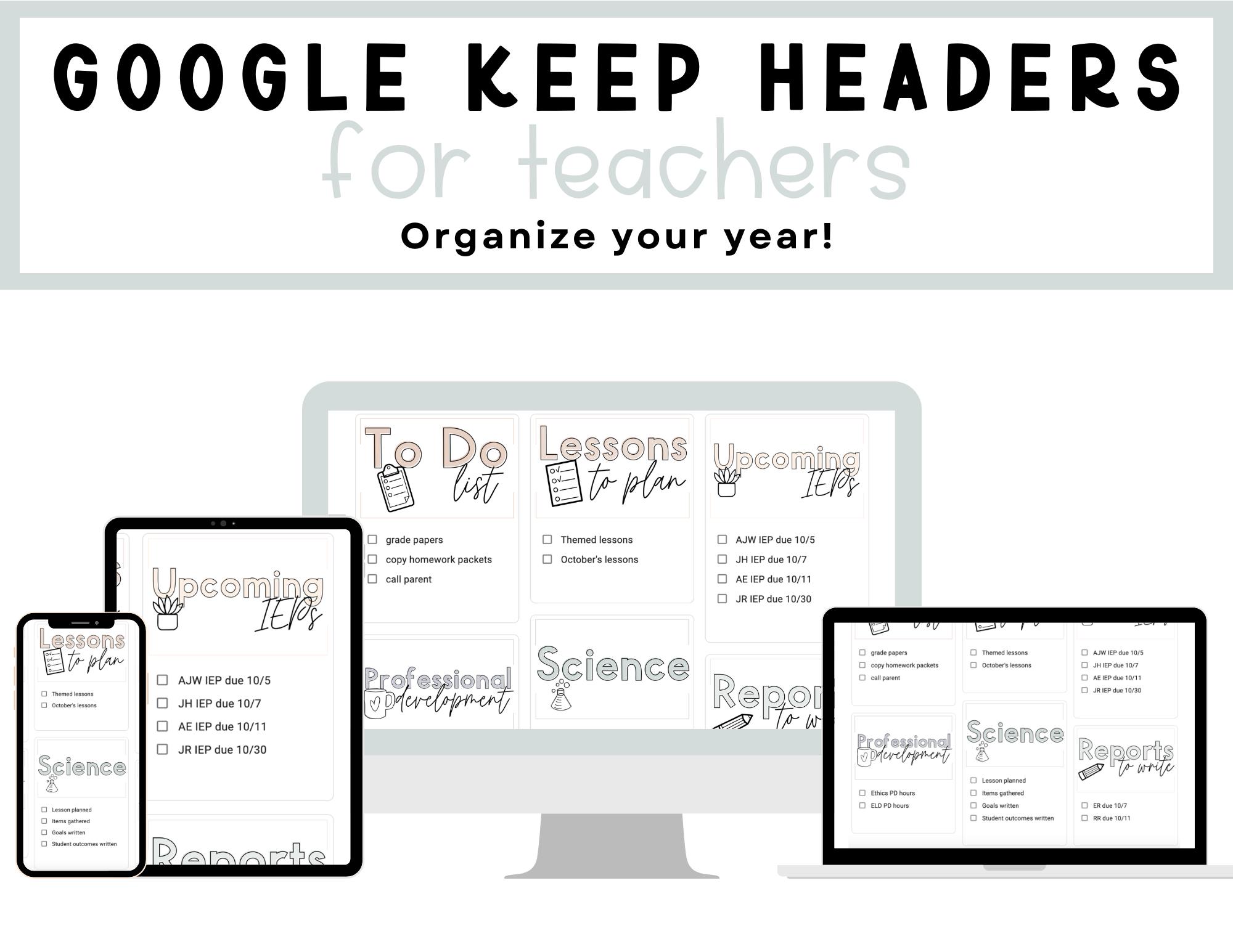 450+ Google Keep Headers for Teachers | Neutral Colors – Play Therapy ...