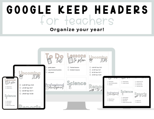 450+ Google Keep Headers for Teachers | Neutral Colors