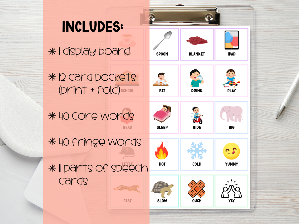 AAC Core Word of the Week Display - Gingham Design – Play Therapy Creative