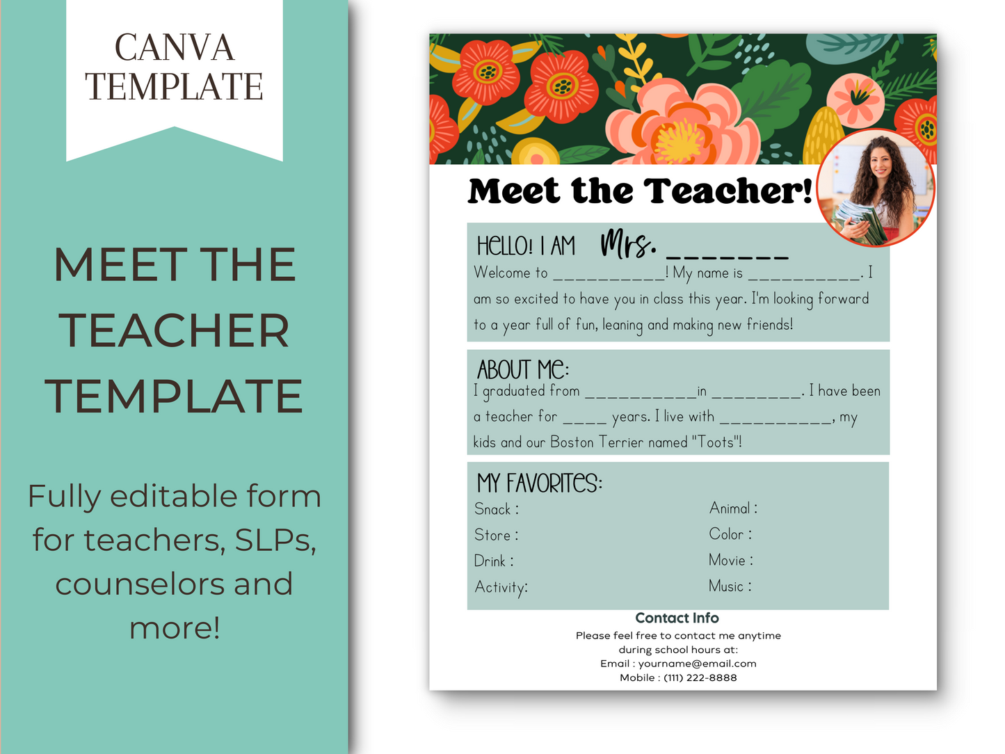 Meet the Teacher Letter Template - Floral