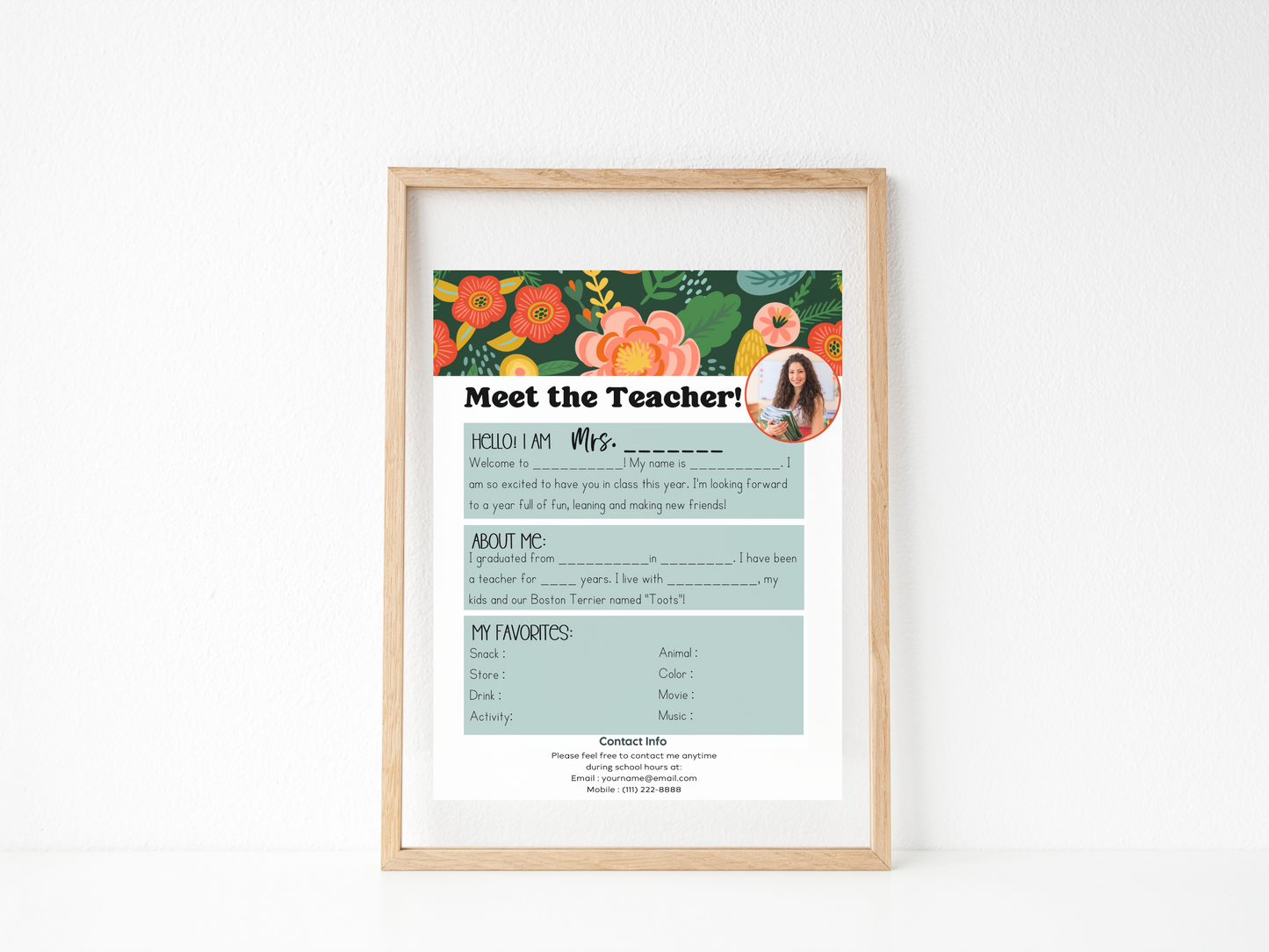 Meet the Teacher Letter Template - Floral