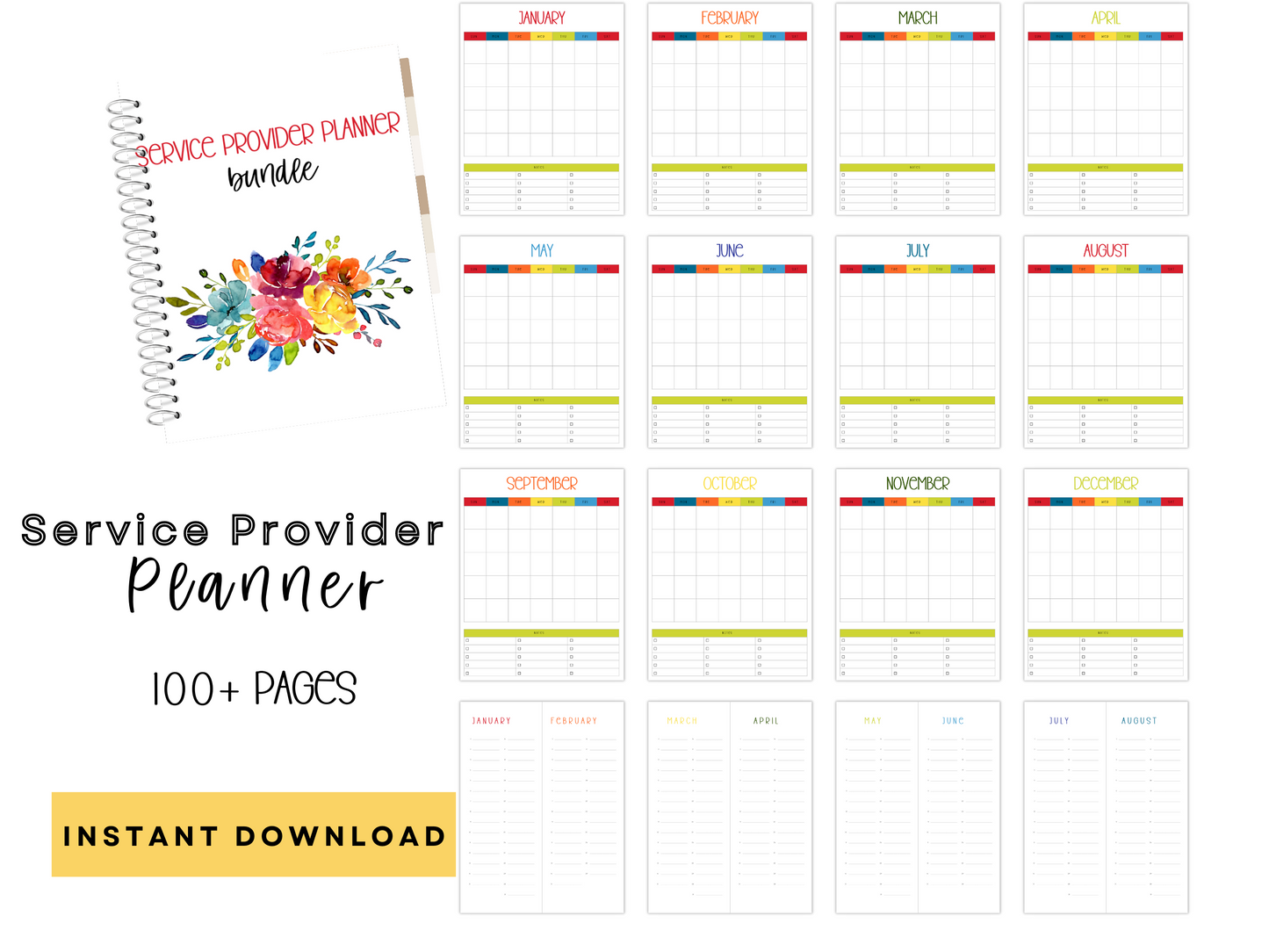 SLP/ Service Provider Printable Planner - Bright Floral Theme