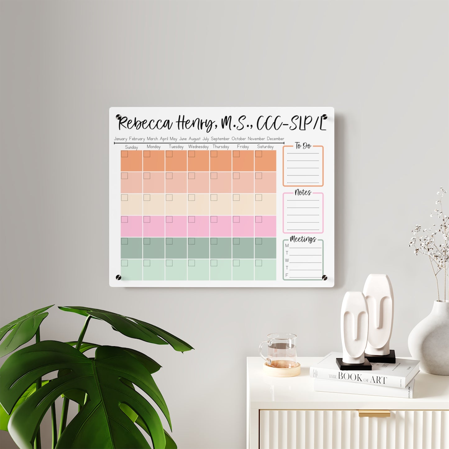 Pastel Gradient Custom Acrylic Wall Calendar (20 x 16)