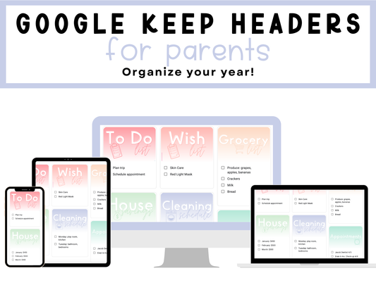 350+ Google Keep Headers for Parents | Ombre Pastel Colors