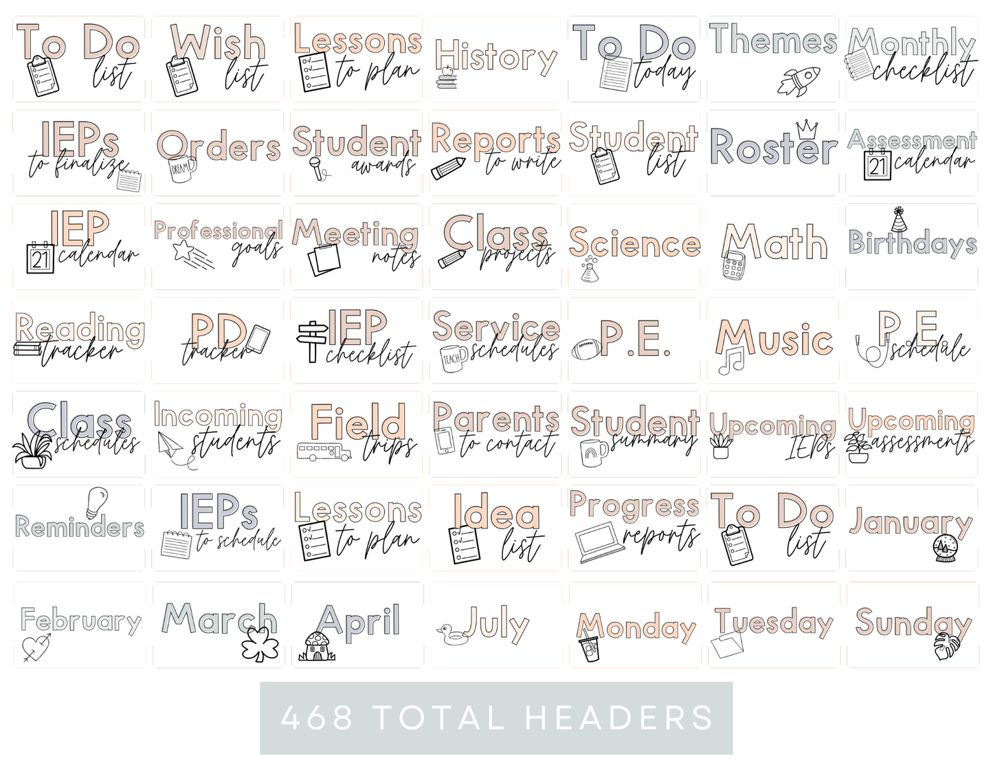 450+ Google Keep Headers for Teachers | Neutral Colors