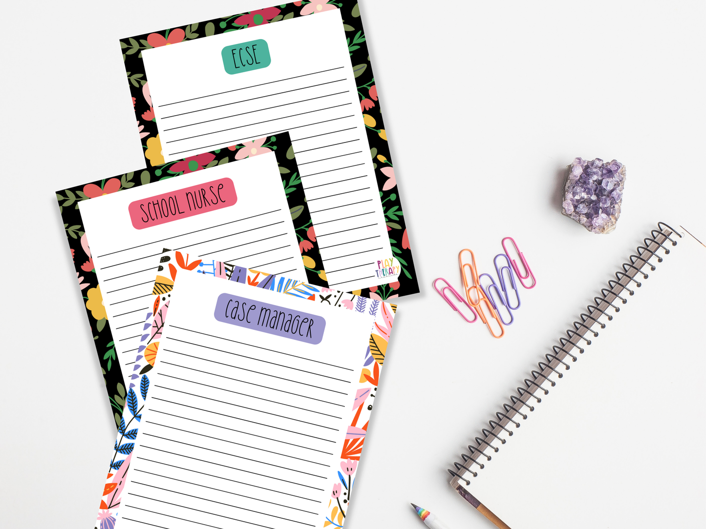 Floral Professional Title Notepads