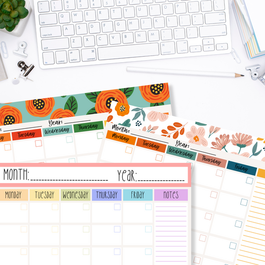 Monthly Calendar Notepads (8.5 x 11)