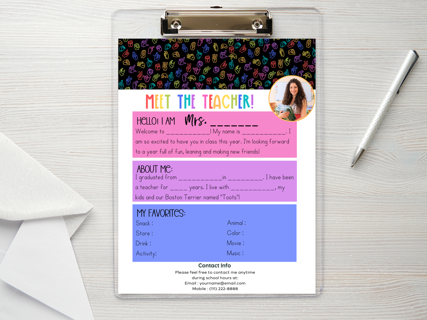 Meet the Teacher Letter Template - ASL