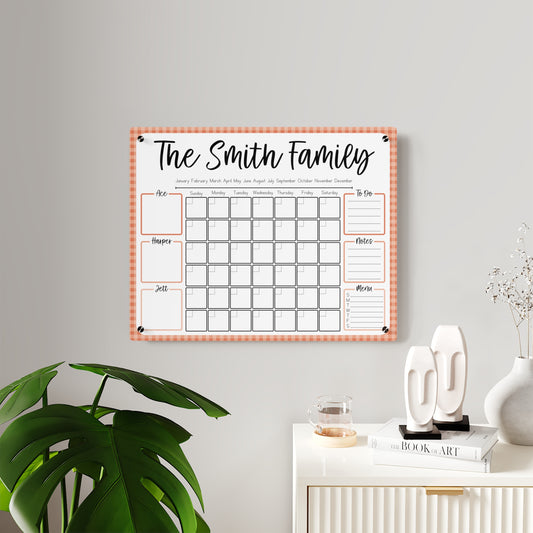 Tangerine Gingham Custom Acrylic Wall Calendar (20 x 16)