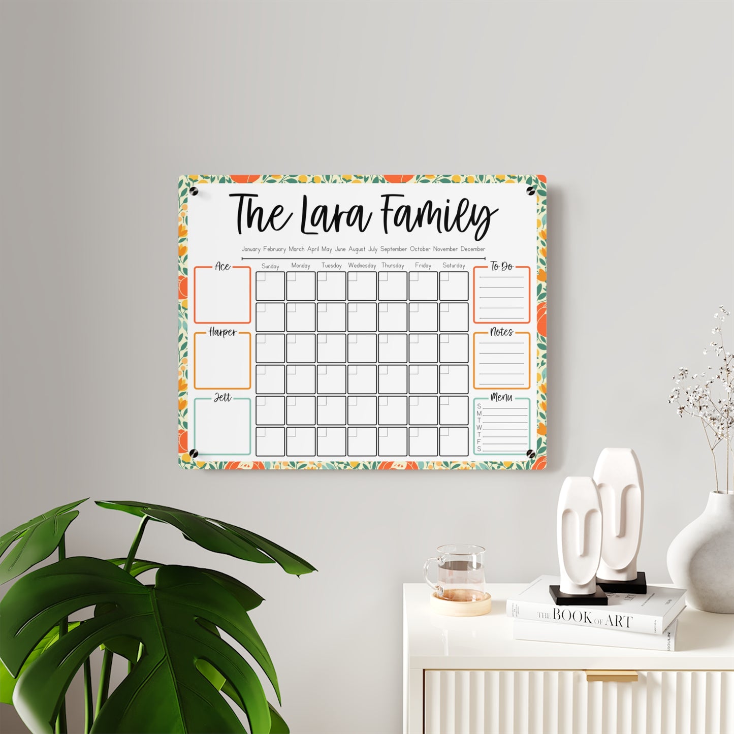 Tangerine Tulip Custom Acrylic Wall Calendar (20 x 16)