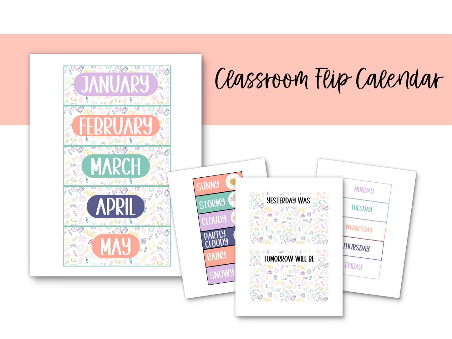 Elementary Doodles Classroom Flip Calendar