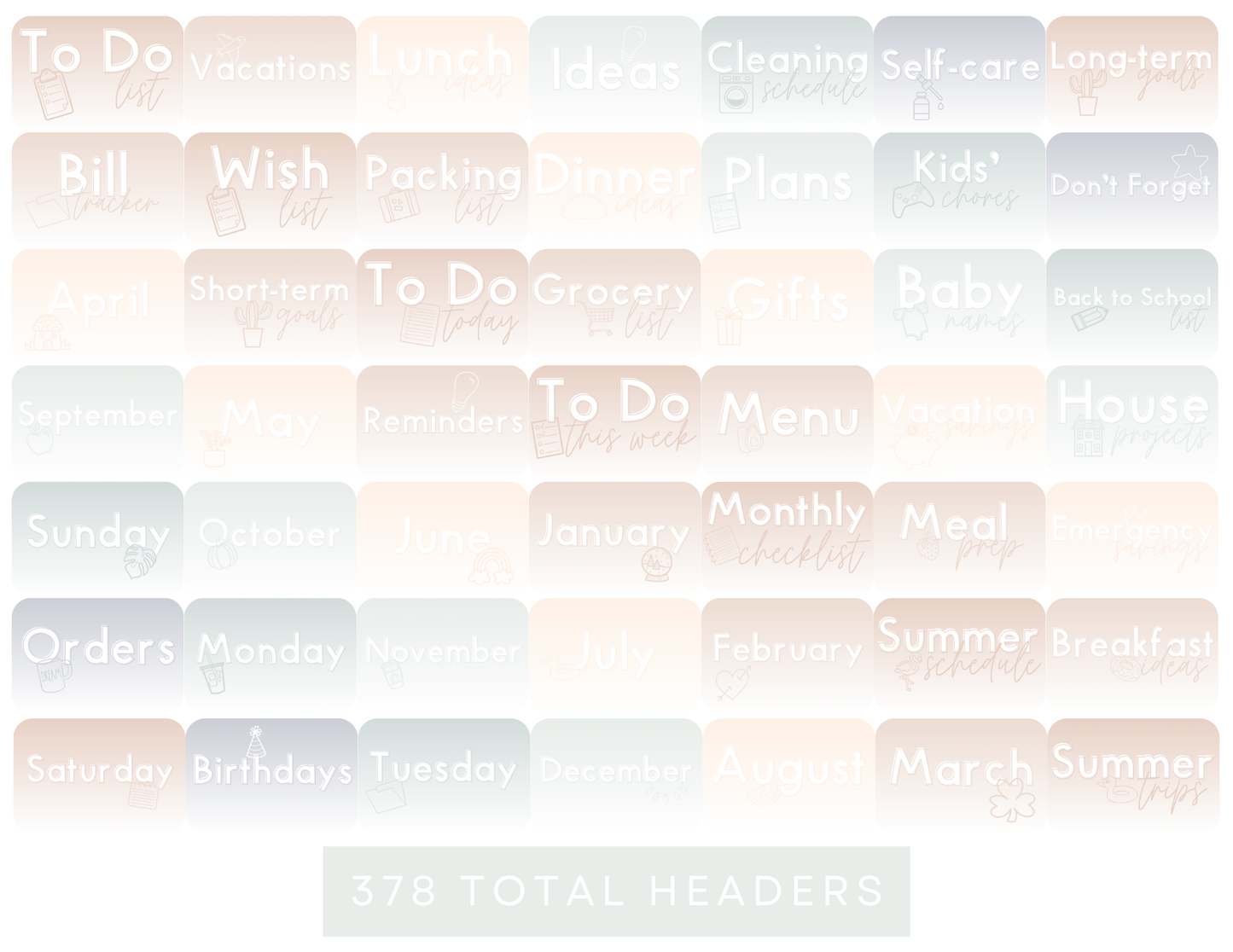 350+ Google Keep Headers for Parents | Ombre Neutral Colors