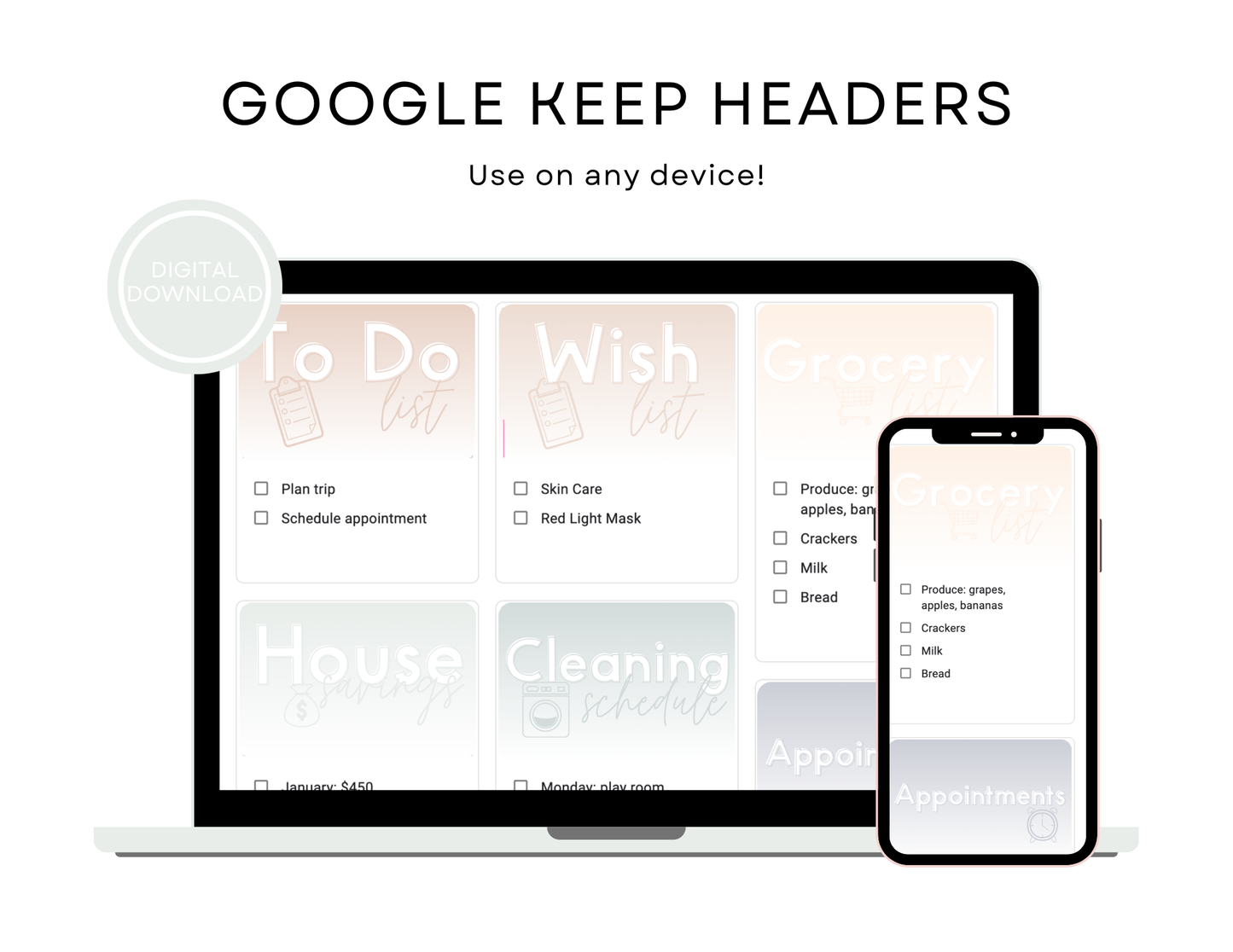 350+ Google Keep Headers for Parents | Ombre Neutral Colors