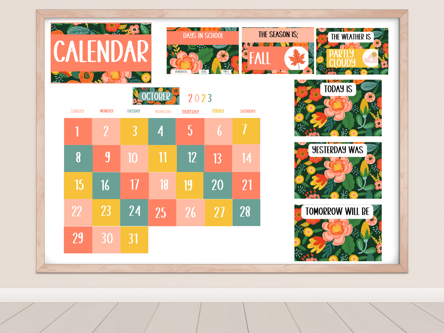 Jungle Floral Classroom Flip Calendar