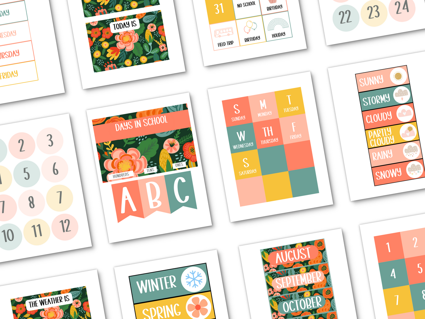 Jungle Floral Classroom Flip Calendar