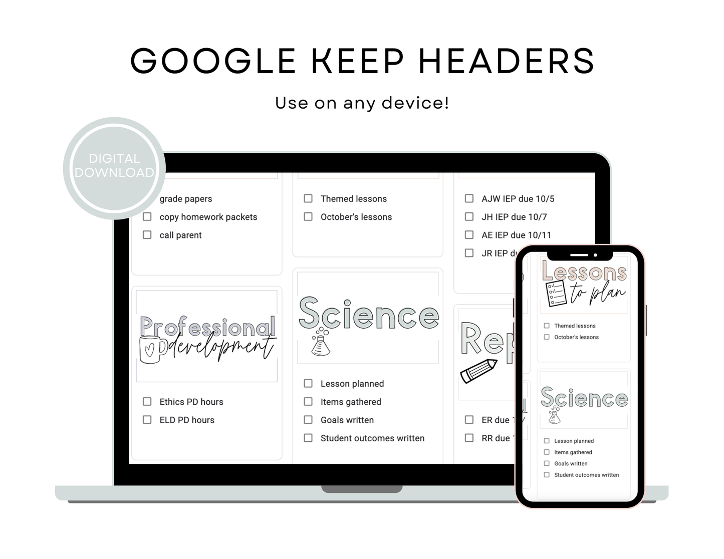 450+ Google Keep Headers for Teachers | Neutral Colors