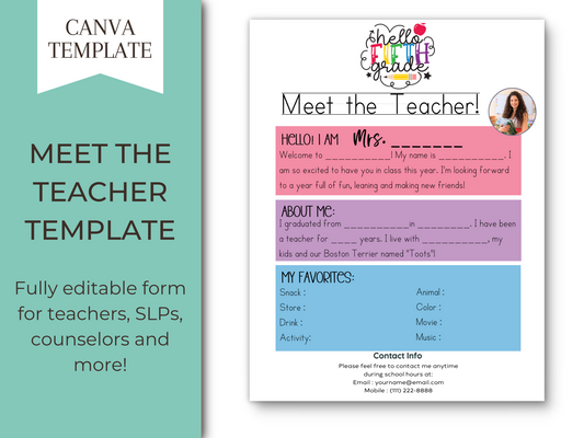 Meet the Teacher Letter Template - Grades