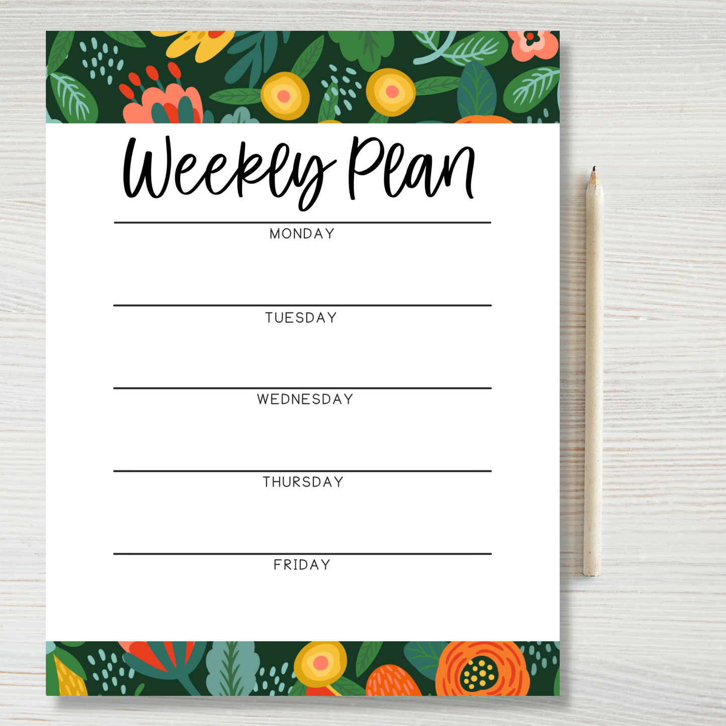 Jungle Floral Weekly Plan Notepad (8.5 x 11)