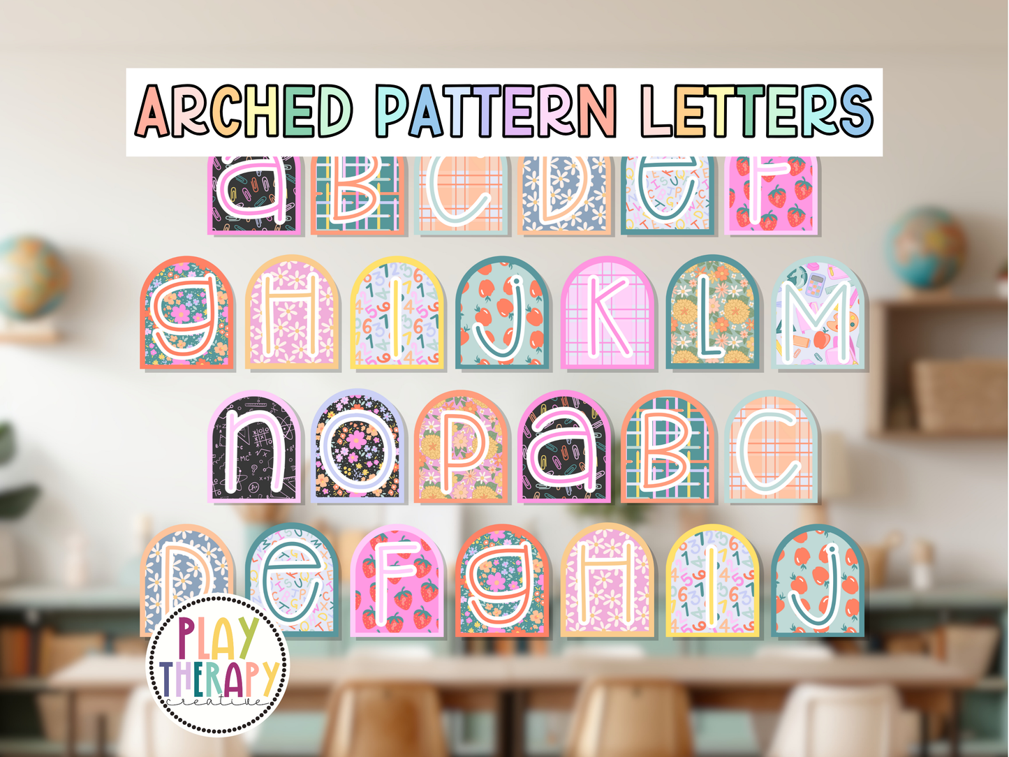 Arched School Days Pattern Letters