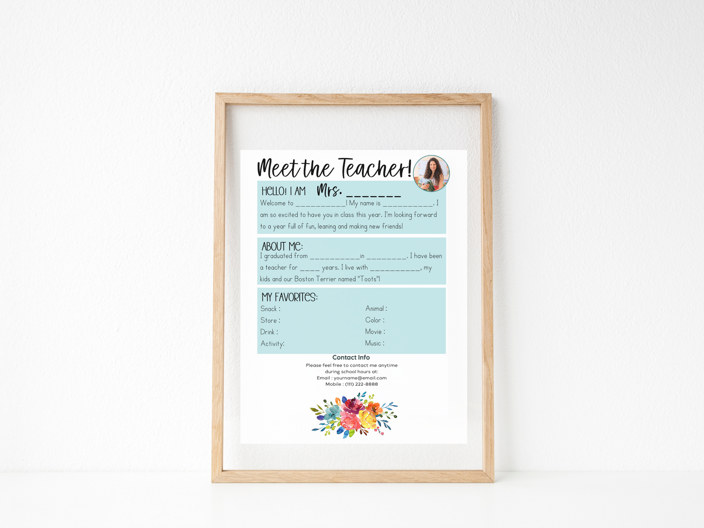 Meet the Teacher Letter Template - Floral