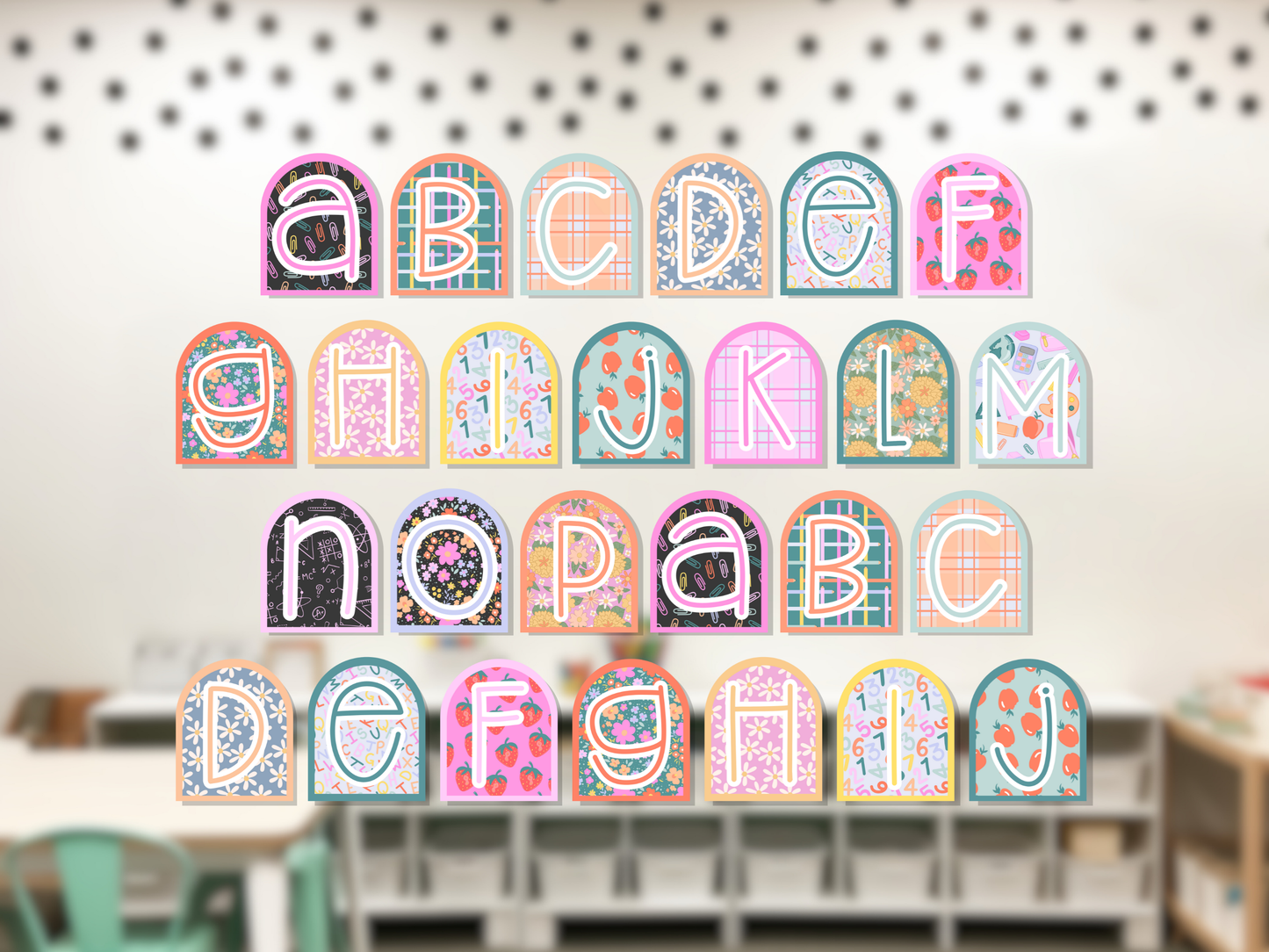 Arched School Days Pattern Letters