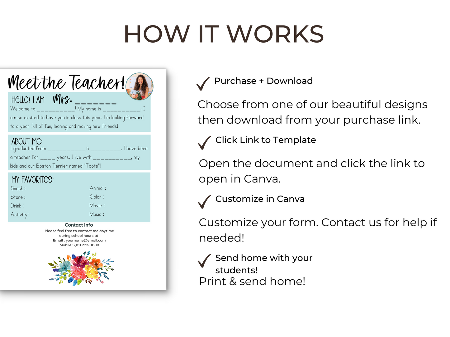 Meet the Teacher Letter Template - Floral