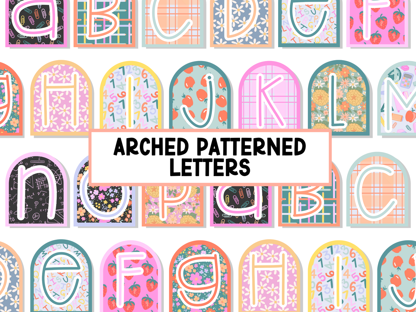 Arched School Days Pattern Letters
