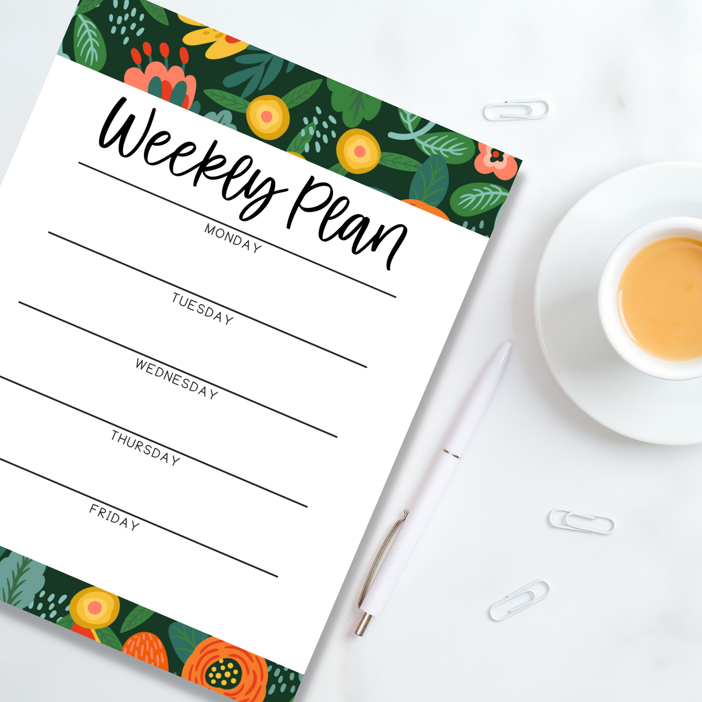 Jungle Floral Weekly Plan Notepad (8.5 x 11)