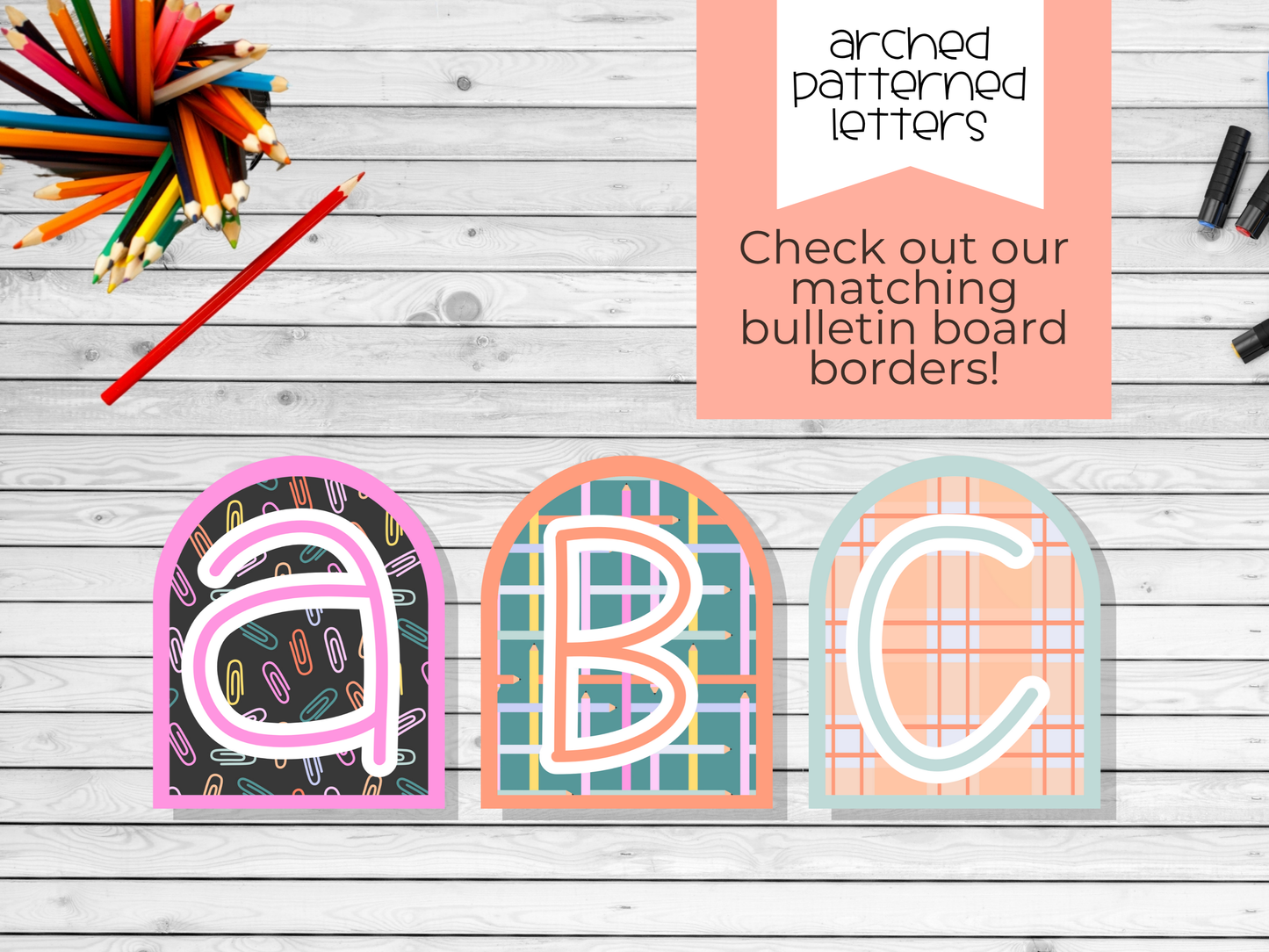 Arched School Days Pattern Letters